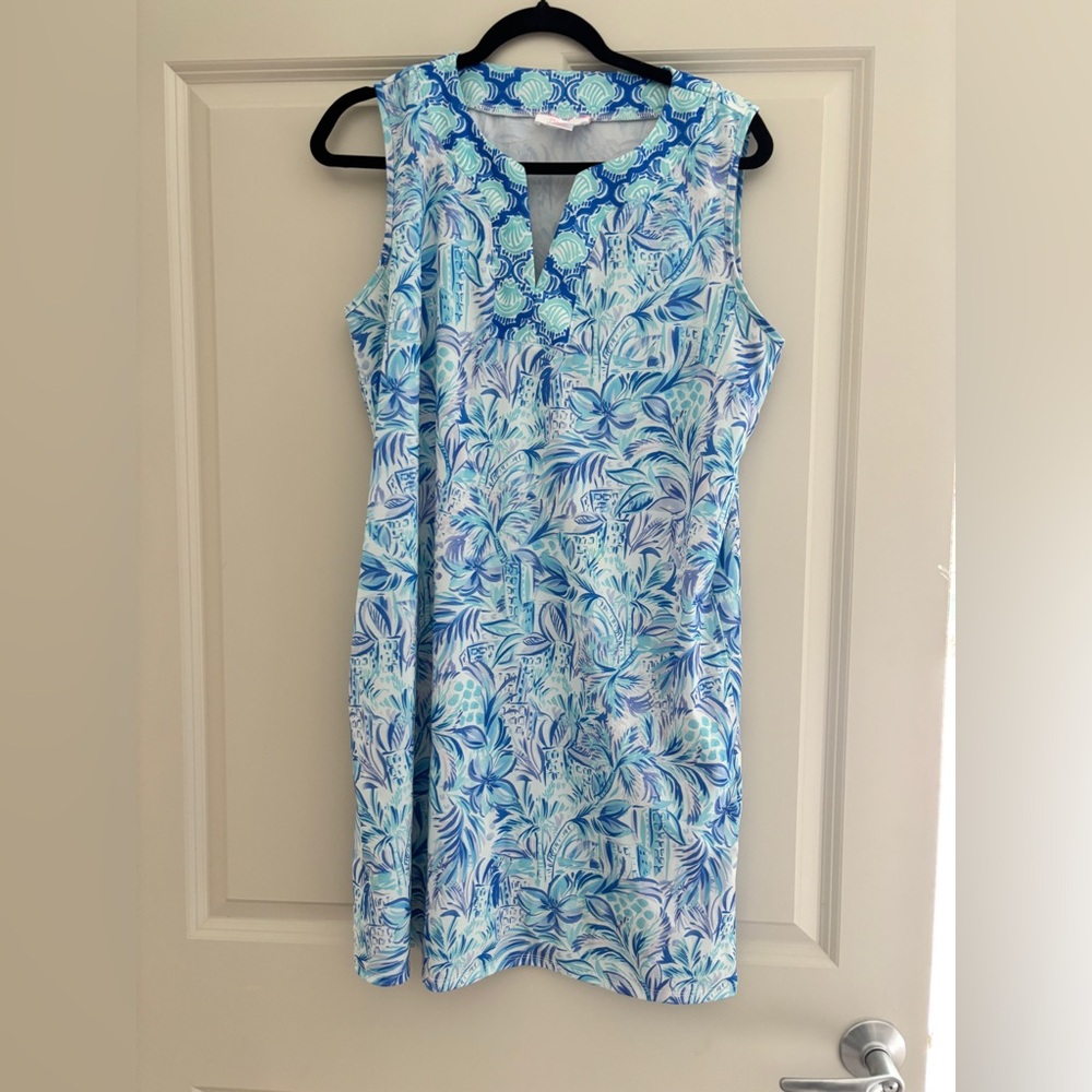 Tropical Blue and White Swim Coverup
